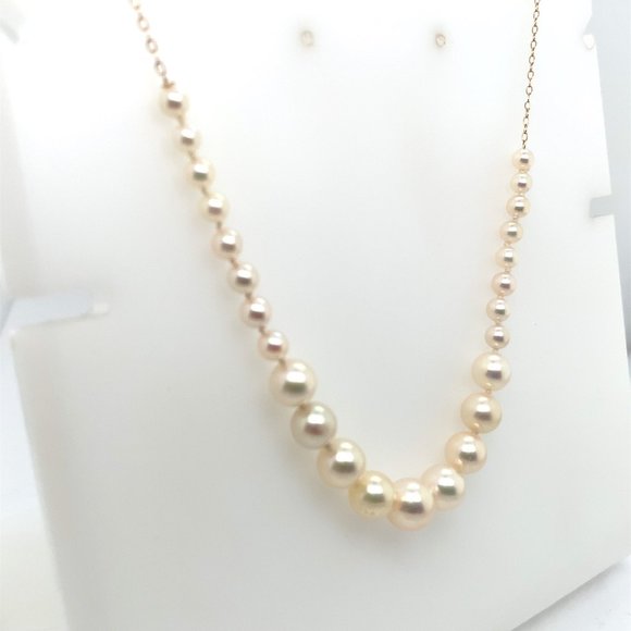 14K Yellow Gold Graduated Pearl Necklace - Picture 2 of 3